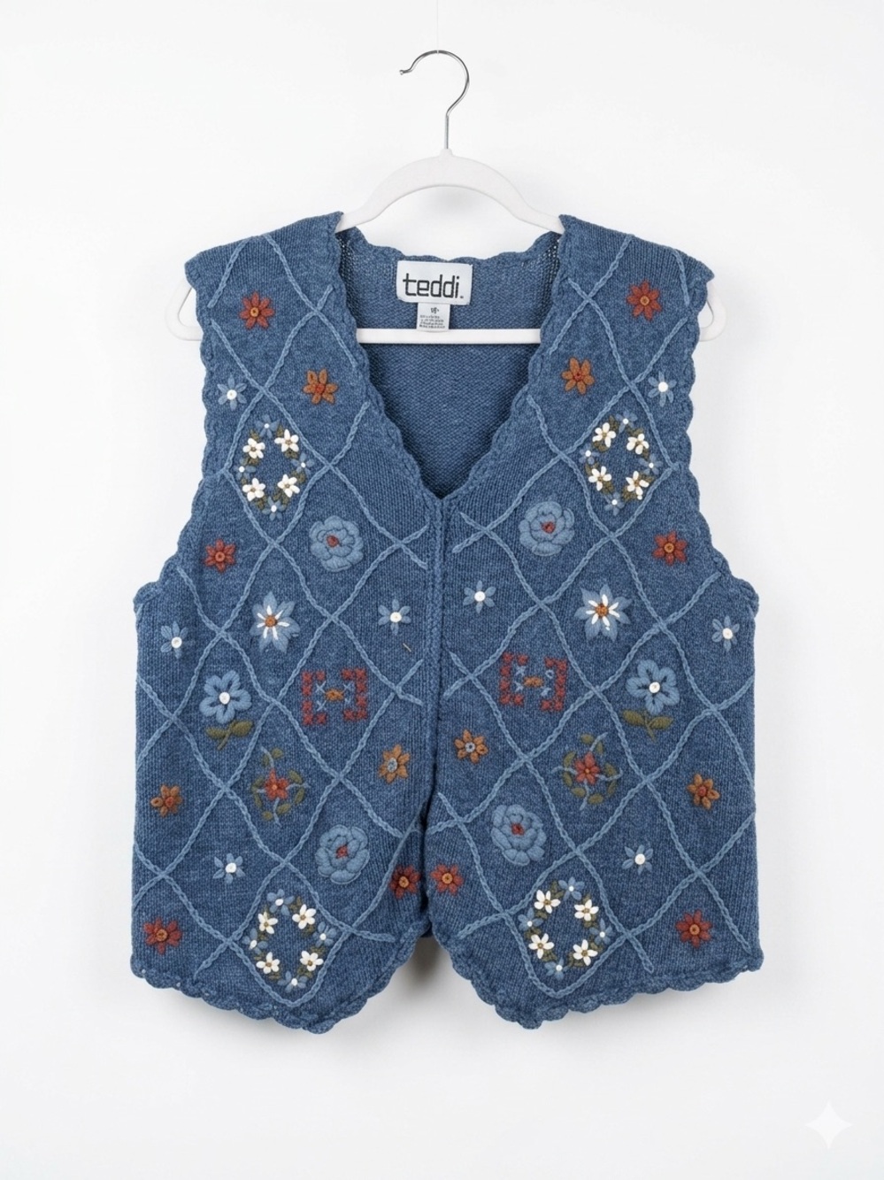 Vintage 3D Crochet Coastal Grandma Vest Top Cottagecore Size M - Picture 1 of 5